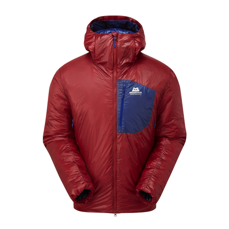 Mountain Equipment Oreus Hooded Men's Jacket in Merlot/Admiral Blue - Front