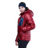 Mountain Equipment Oreus Hooded Women's Jacket in Merlot/Admiral Blue - Front Fit