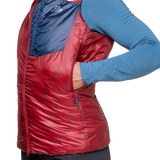 Mountain Equipment Oreus Women's Vest in Merlot/Admiral Blue - Hand Warmer Pockets
