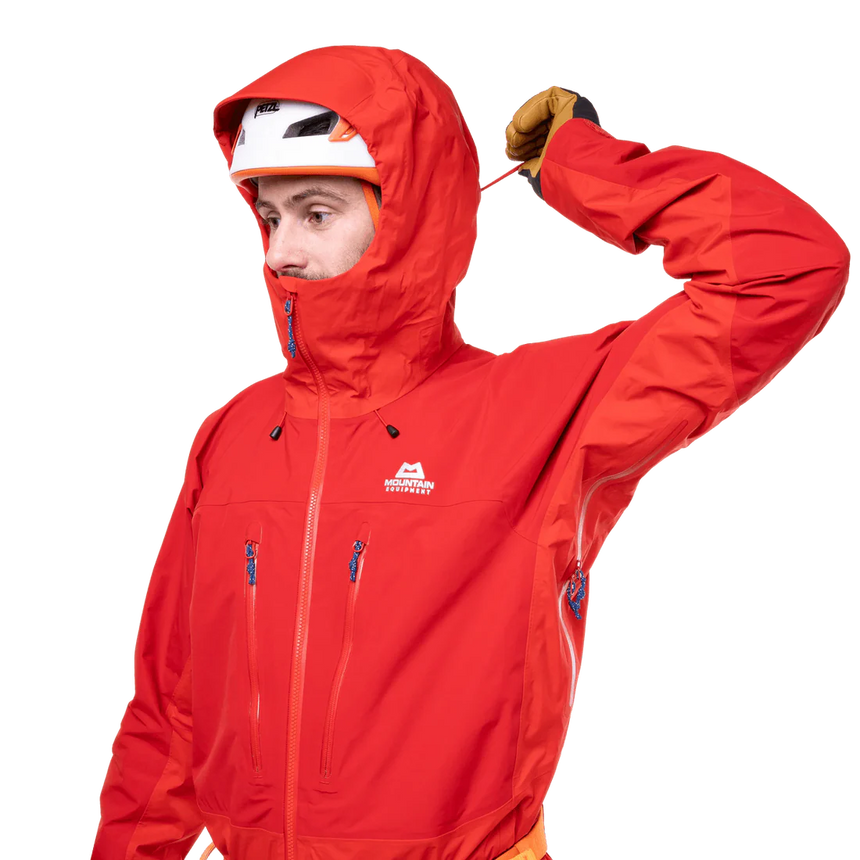 Mountain Equipment Orion Men's Jacket in Chili/Crimson - Hood Up Front Fit