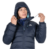 Mountain Equipment Paiyu Women's Jacket in Cosmos - Hood On Model