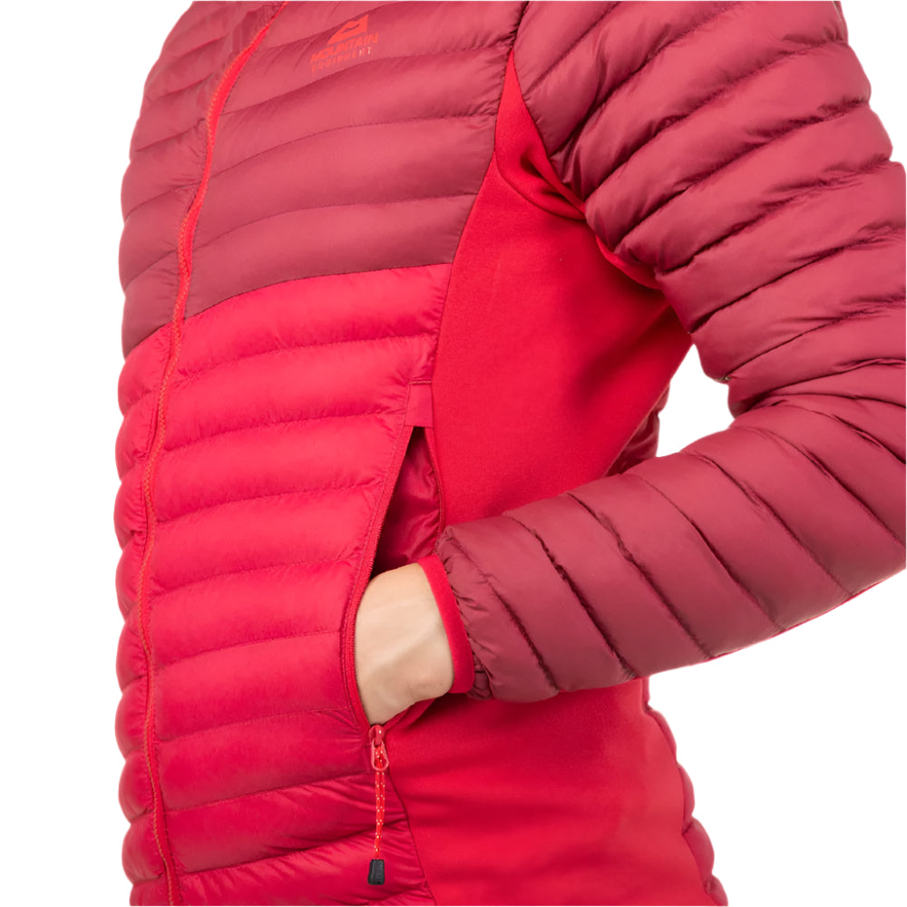 Mountain Equipment Particle Hooded Women's Jacket in Capsicum/Tibetan Red - Hand Pocket Detail