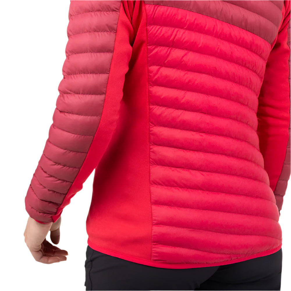 Mountain Equipment Particle Hooded Women's Jacket in Capsicum/Tibetan Red - Sleeve Detail