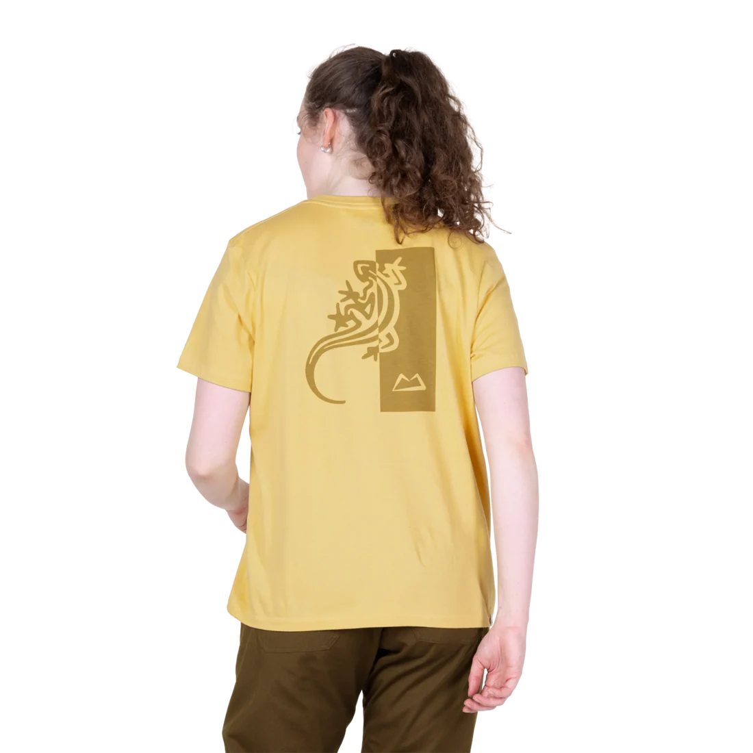 Mountain Equipment Podus Women's Tee in Rattan - Back full length model view