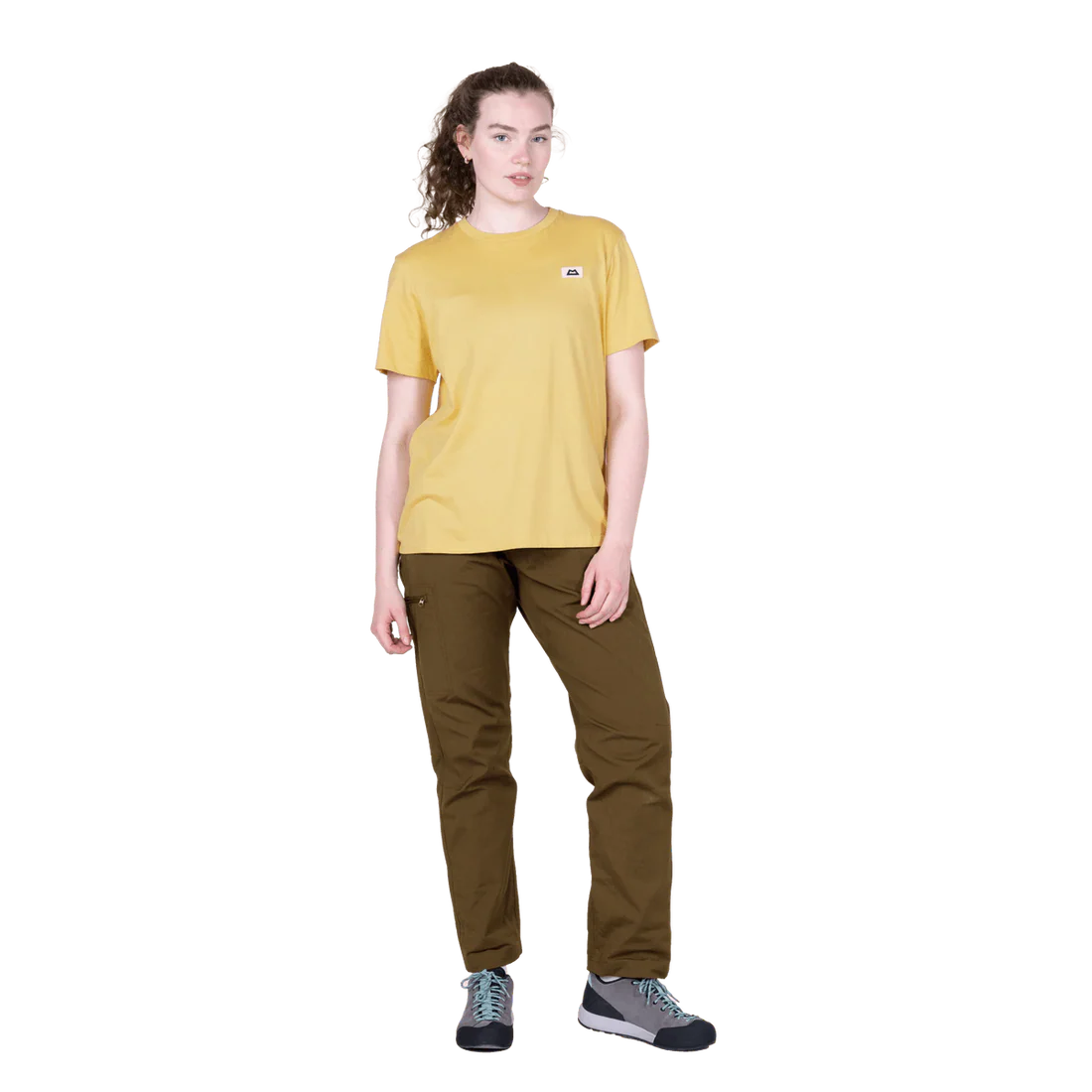 Mountain Equipment Podus Women's Tee in Rattan - Front model view alternate
