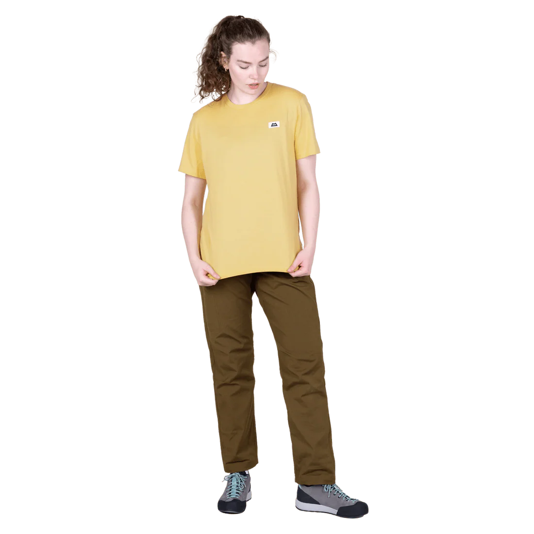 Mountain Equipment Podus Women's Tee in Rattan - Side model view