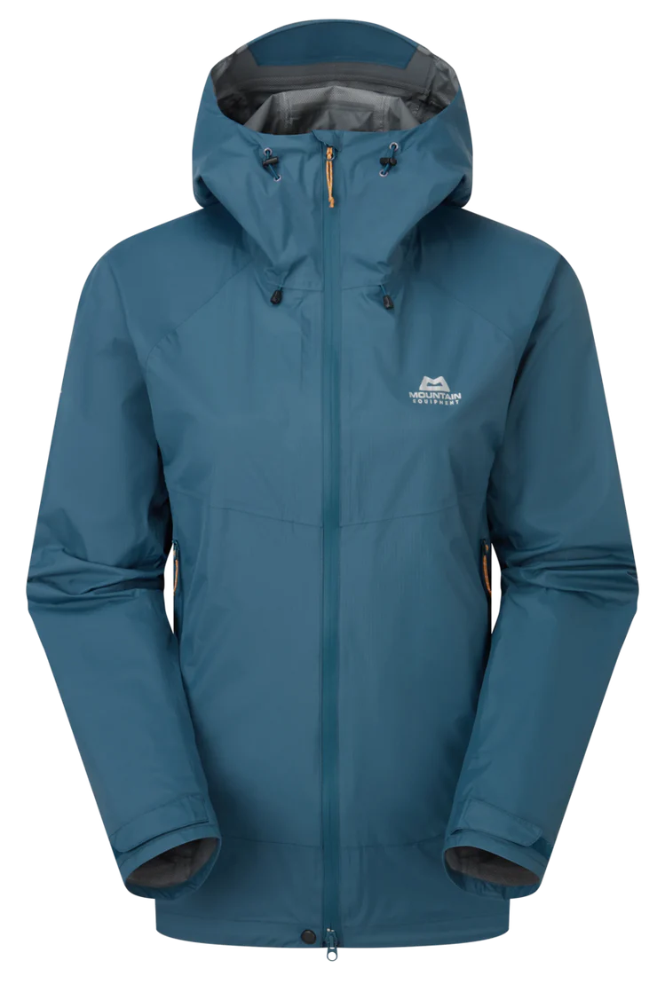 Mountain Equipment Raintower Women's Jacket in Majolica Blue - Front flat lay