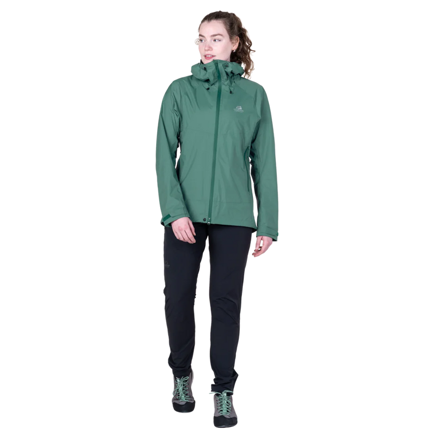 Mountain Equipment Raintower Women's Jacket in Sea Pine - Front model view
