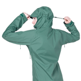 Mountain Equipment Raintower Women's Jacket in Sea Pine - Hood adjustment model view alternate