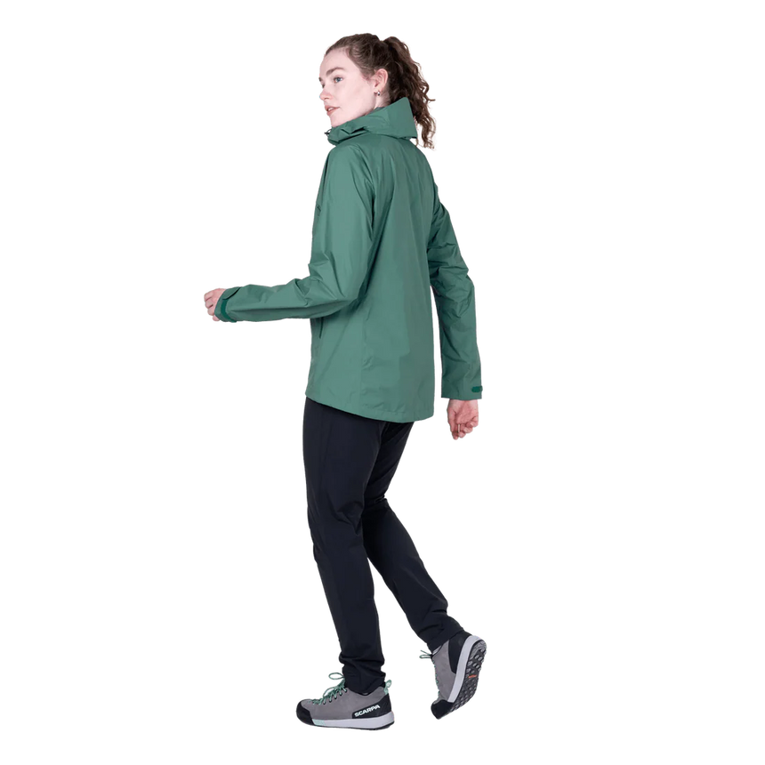 Mountain Equipment Raintower Women's Jacket in Sea Pine - Side model view