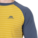 Mountain Equipment Redline LS Men's Tee in Acidstripe/Denim - Logo Detail