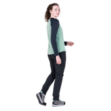 Mountain Equipment Redline LS Women's Tee in Lichen Stripe/Cosmos - Front full length model view 3
