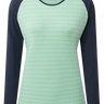 Mountain Equipment Redline LS Women's Tee in Lichen Stripe/Cosmos - Front full length model view