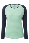 Mountain Equipment Redline LS Women's Tee in Lichen Stripe/Cosmos - Front full length model view