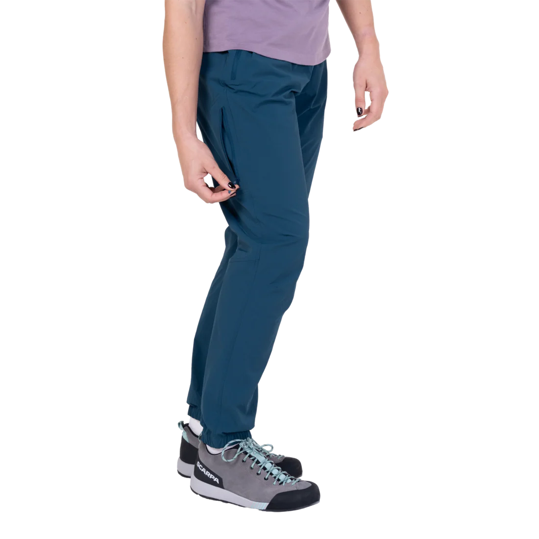 Mountain Equipment Sella Women's Pant in Majolica Blue - Back model view