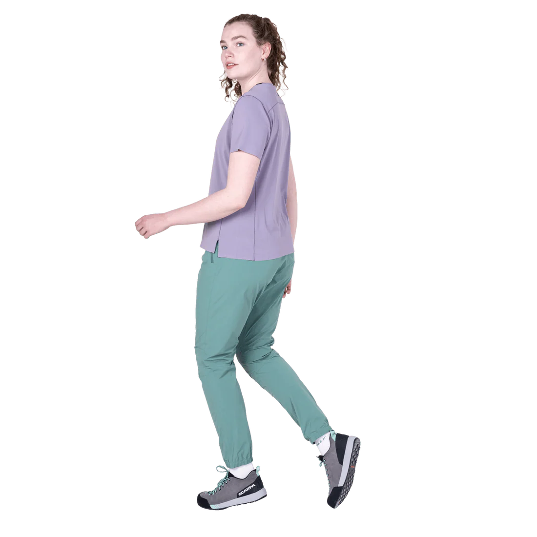 Mountain Equipment Sella Women's Pant in Sea Pine - Side model view alternate