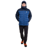 Mountain Equipment Senja Men's Down Jacket in Admiral/Cosmos - Full Front Shot on Model