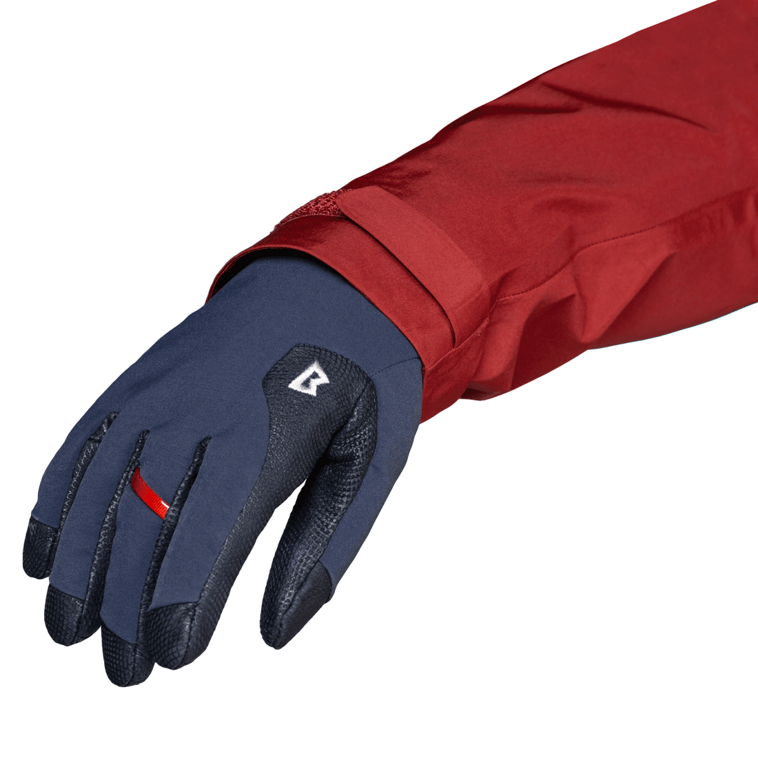 Mountain Equipment Shigri GORE-TEX Women's Jacket in Chili Red/Merlot - Cuff Glove Detail
