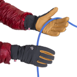 Mountain Equipment Super Alpine Gloves in Black/Tan - On Model