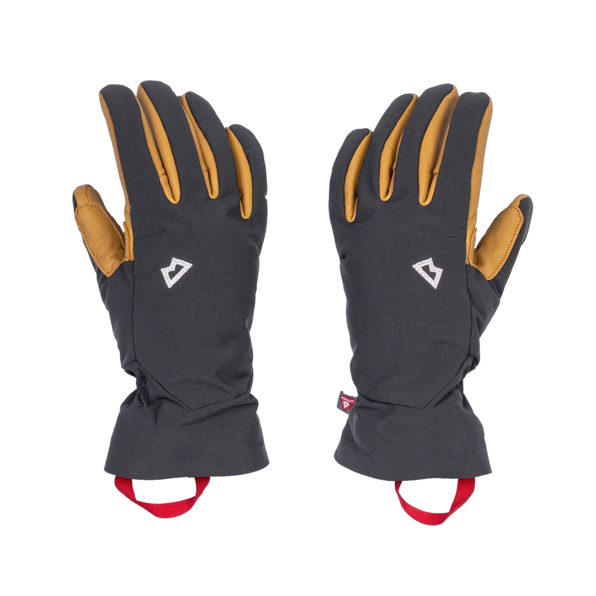 Mountain Equipment Super Alpine Women's Gloves in Black/Tan - Front with Tethers