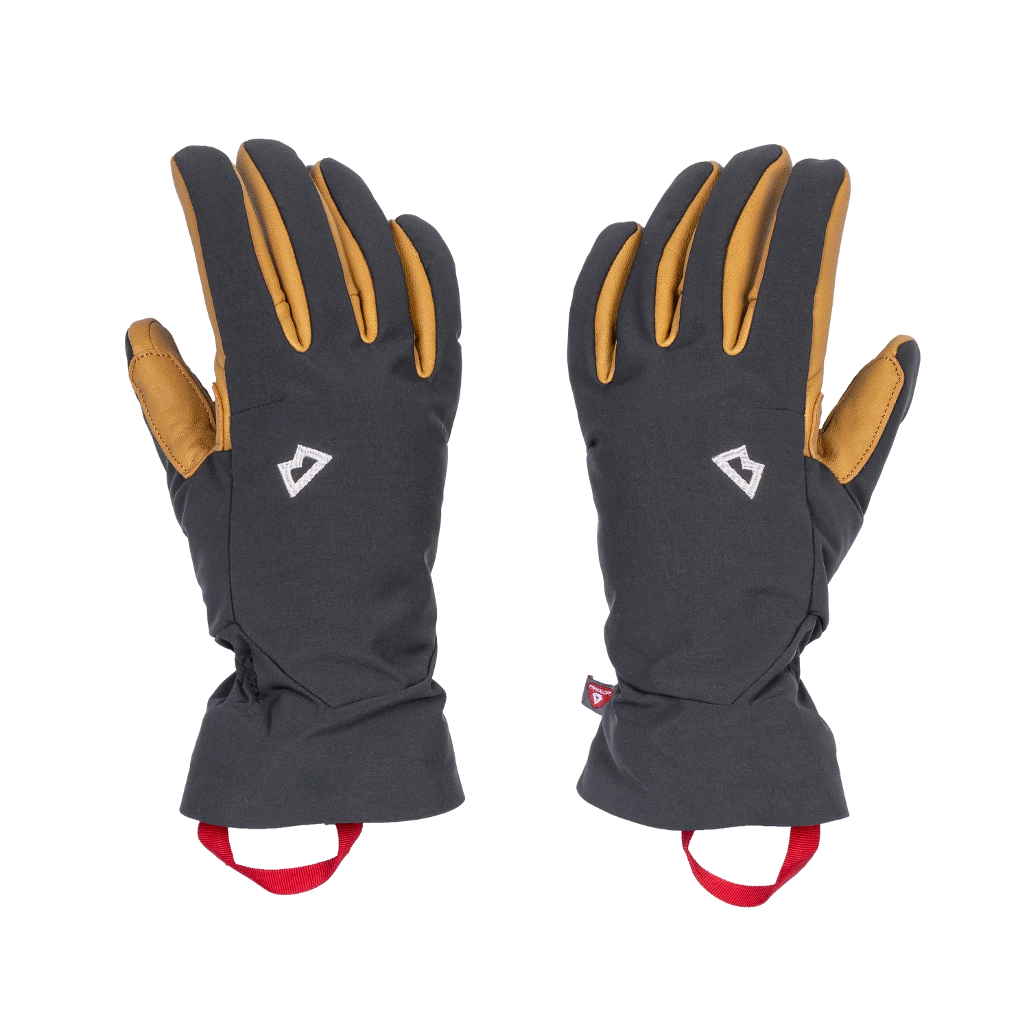 Mountain Equipment Super Alpine Women's Gloves in Black/Tan - Front with Tethers