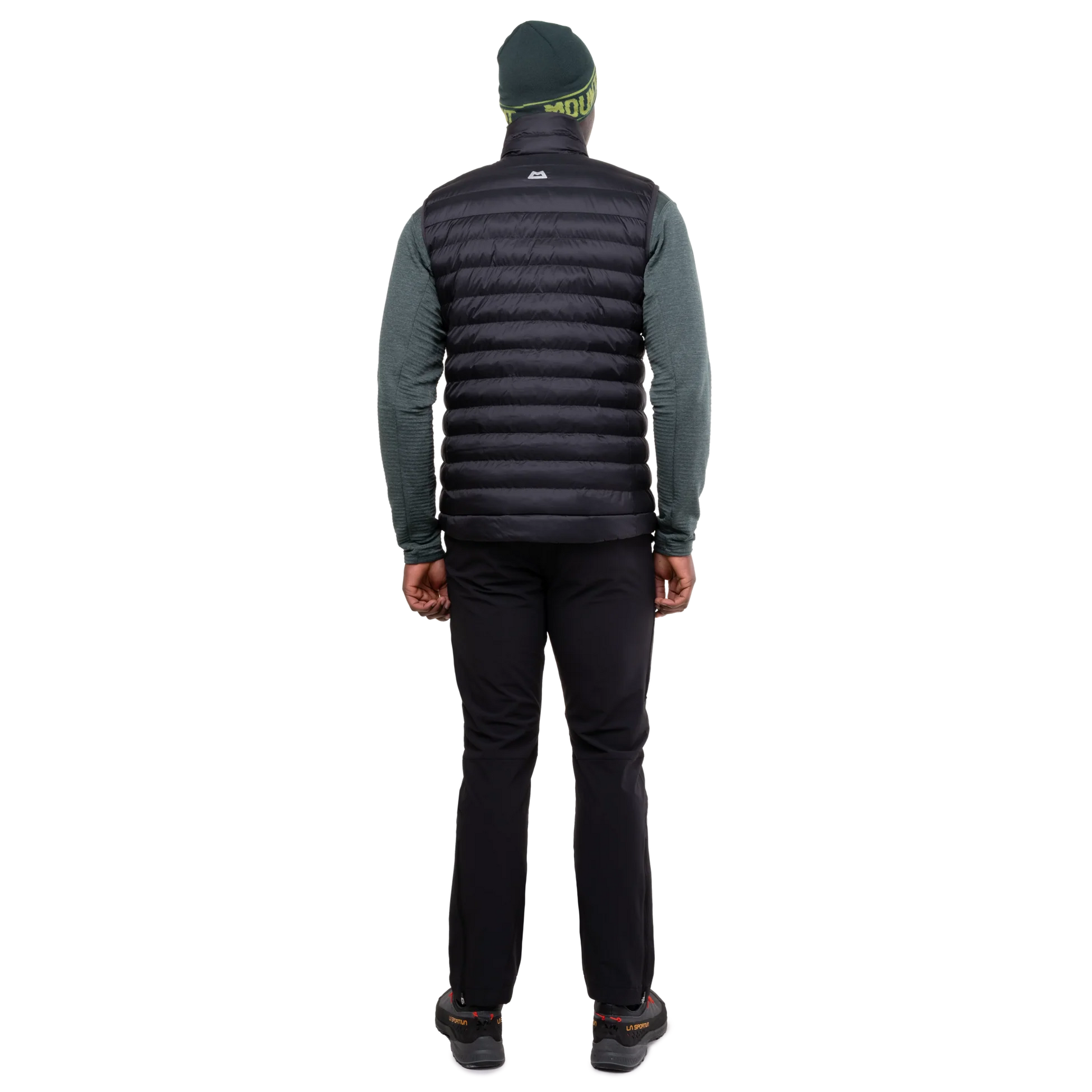 Mountain Equipment Superflux Men's Vest in Obsidian - Front on Model