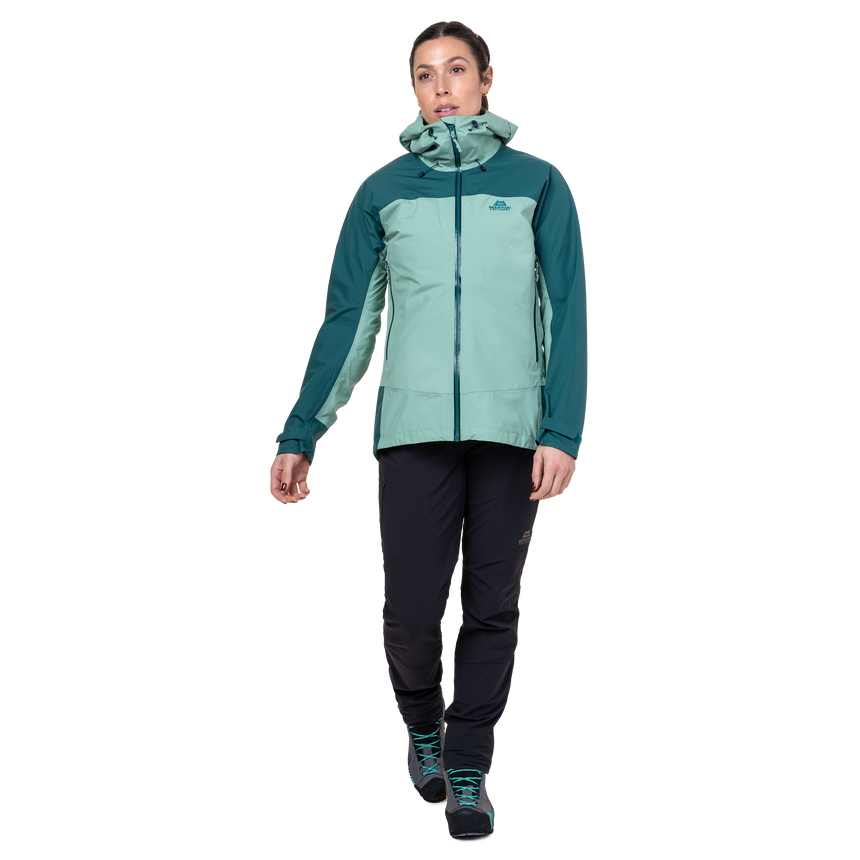 Mountain Equipment Tacul Women's Jacket in Lichen/Deep Teal - On Model Front