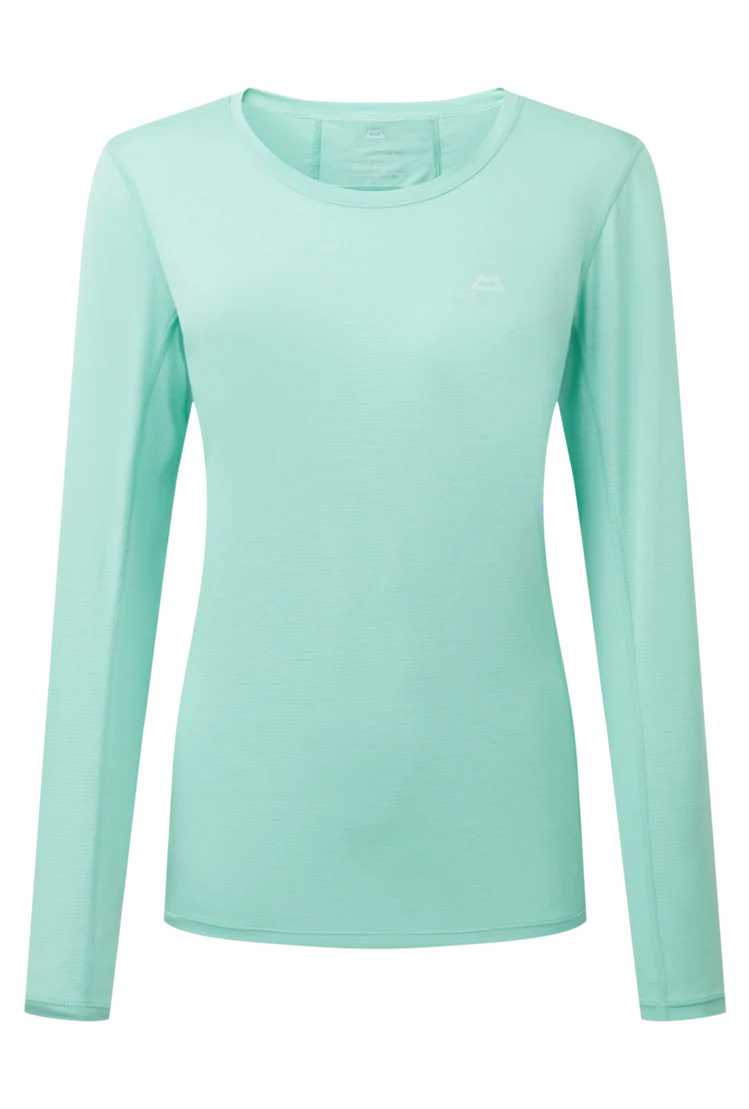Mountain Equipment Tempi Women's LS Tee in Aqua - Flat front
