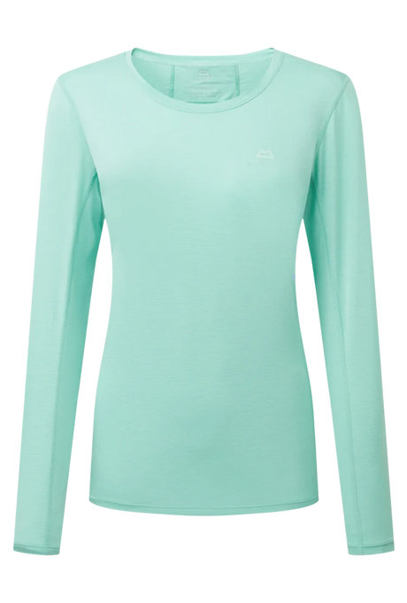 Mountain Equipment Tempi Women's LS Tee in Aqua - Flat front