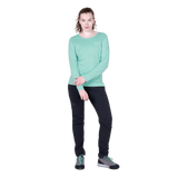 Mountain Equipment Tempi Women's LS Tee in Aqua - Front walking