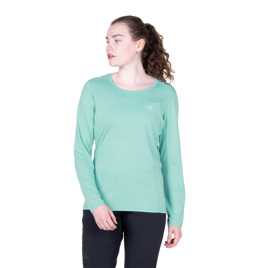 Mountain Equipment Tempi Women's LS Tee in Aqua - Front view