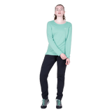 Mountain Equipment Tempi Women's LS Tee in Aqua - Three quarter view