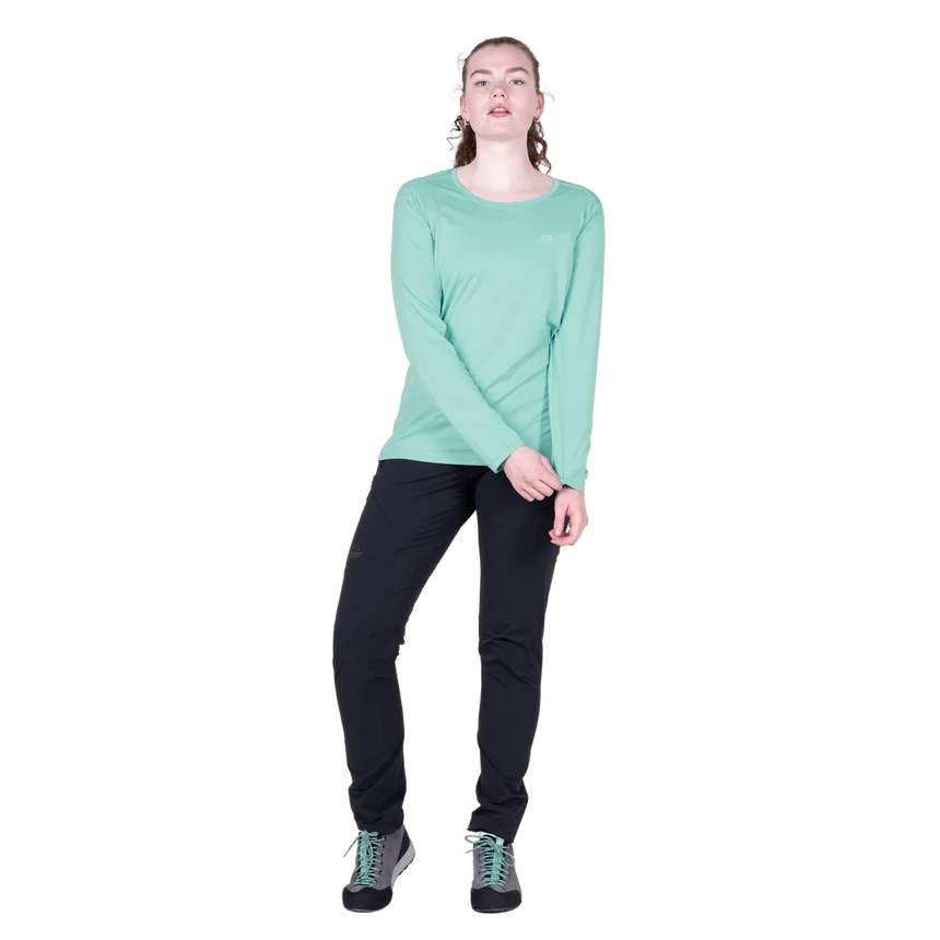 Mountain Equipment Tempi Women's LS Tee in Aqua - Three quarter view