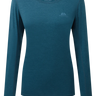 Mountain Equipment Tempi Women's LS Tee in Majolica Blue - Flat front