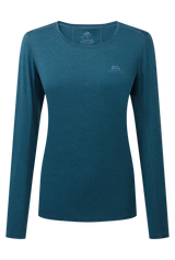 Mountain Equipment Tempi Women's LS Tee in Majolica Blue - Flat front