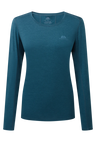 Mountain Equipment Tempi Women's LS Tee in Majolica Blue - Flat front