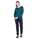 Mountain Equipment Tempi Women's LS Tee in Majolica Blue - Front walking