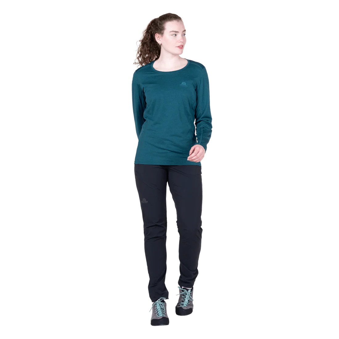 Mountain Equipment Tempi Women's LS Tee in Majolica Blue - Side view