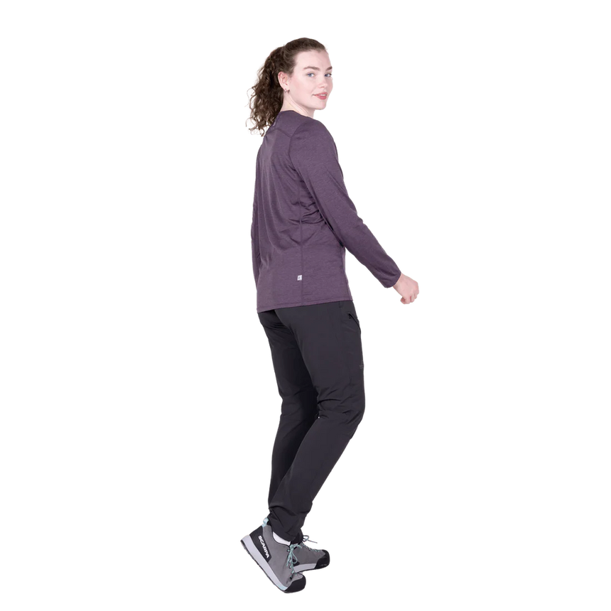 Mountain Equipment Tempi Women's LS Tee in Nightshade - Front walking