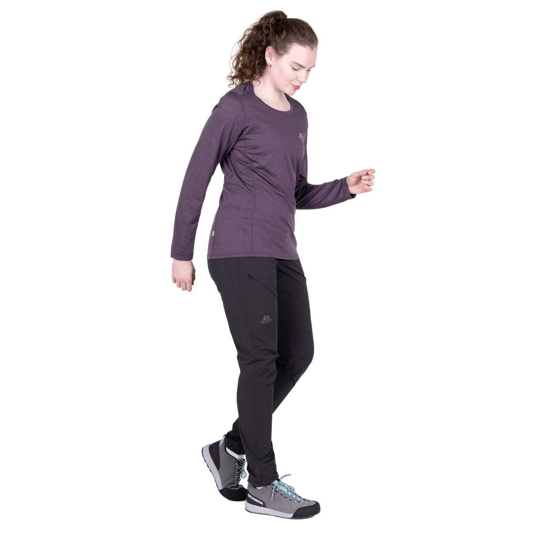 Mountain Equipment Tempi Women's LS Tee in Nightshade - Side walking
