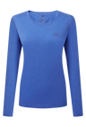 Mountain Equipment Tempi Women's LS Tee in Vivid Blue - Flat front