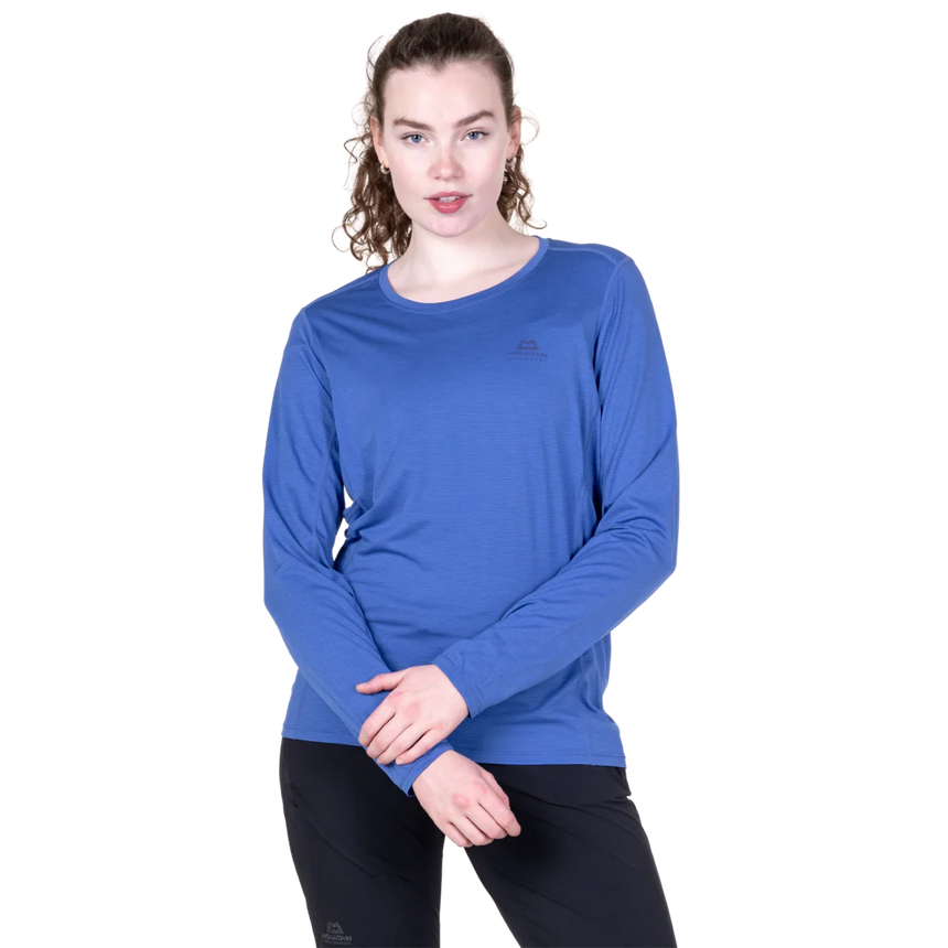 Mountain Equipment Tempi Women's LS Tee in Vivid Blue - Front view