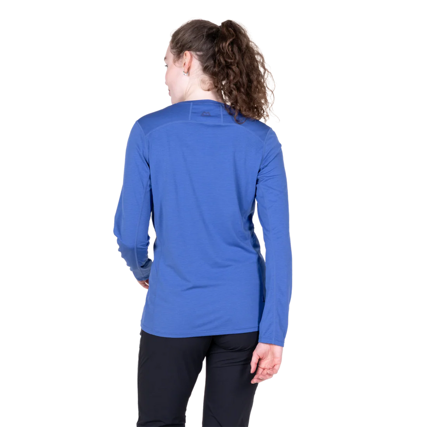 Mountain Equipment Tempi Women's LS Tee in Vivid Blue - Side walking