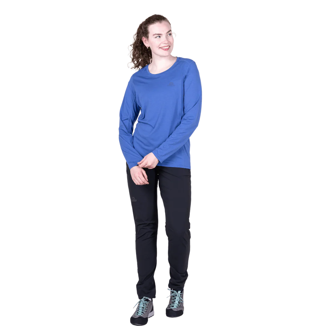 Mountain Equipment Tempi Women's LS Tee in Vivid Blue - Side view