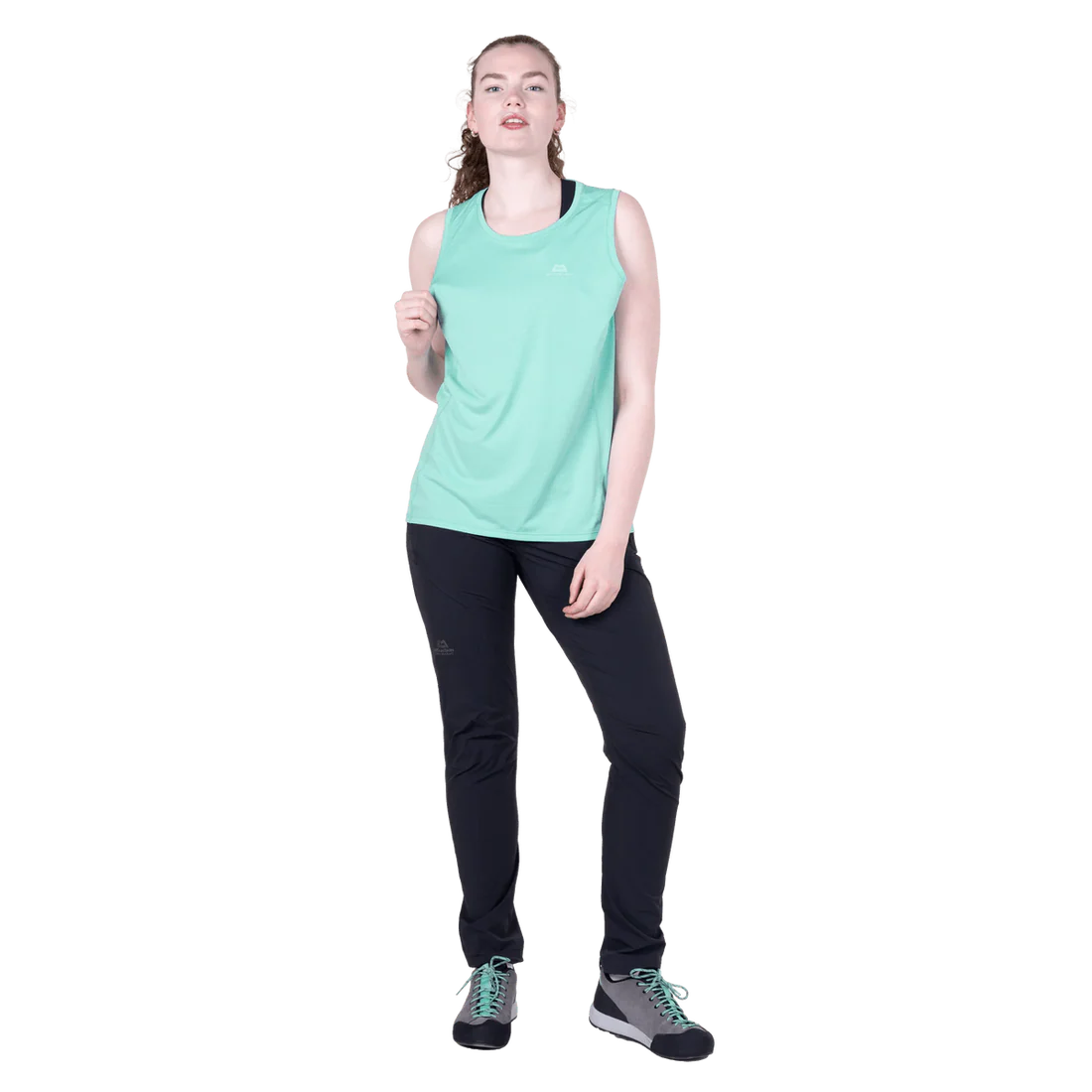 Mountain Equipment Tempi Women's Tank in Aqua - Three quarter view