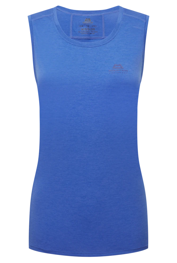Mountain Equipment Tempi Women's Tank in Vivid Blue - Flat front