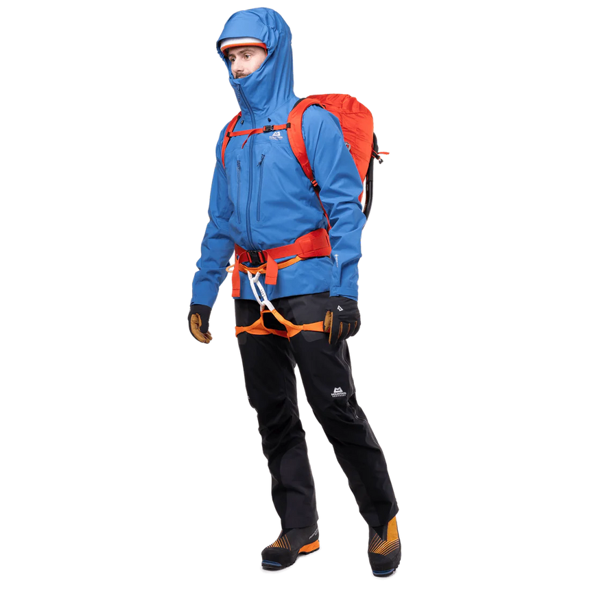 Mountain Equipment Tupilak Men's GORE-TEX Jacket in Atlantic Blue - Climbing View on Model