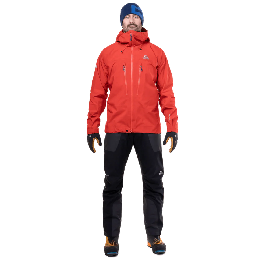 Mountain Equipment Tupilak Men's GORE-TEX Jacket in Chili Red - Full Length View on Model