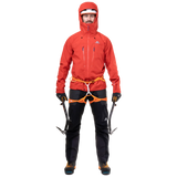 Mountain Equipment Tupilak Men's GORE-TEX Jacket in Chili Red - Harness and Climbing View on Model
