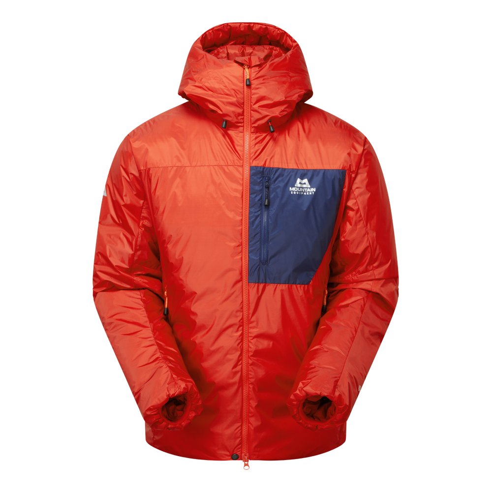 Mountain Equipment Xeros Men's Jacket in Chili Red/Medieval - Flat Lay Front